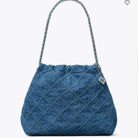 Tory Burch FLEMING SOFT DENIM HOBO BAG - Picture 2 of 6